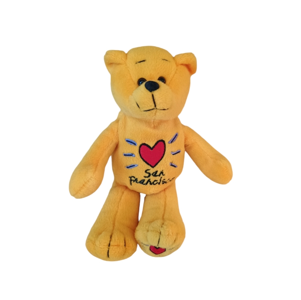 San Francisco Yellow Beanie Babies heart Teddy Bear Plush  stuffed animal